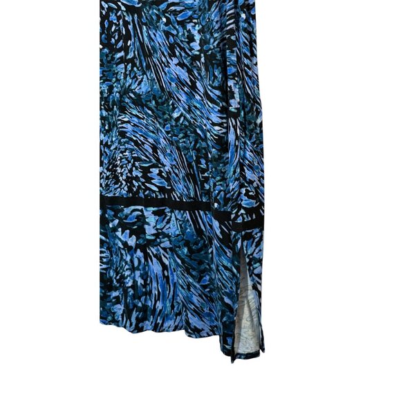 Dana Buchman Blue & Black Abstract Print Women's XL Midi Skirt Elastic Waist - Picture 6 of 6